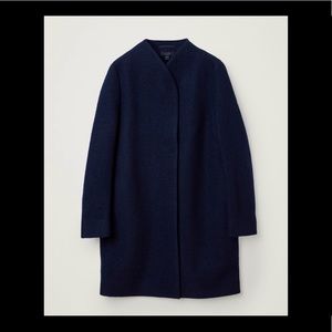 Navy COS Wool Collarless Wrap Coat/Cape